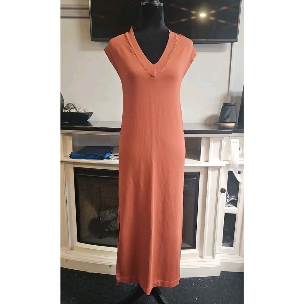MOB Dress Womens PP Rust Cap Sleeve Midi Dress Vneck Vicose